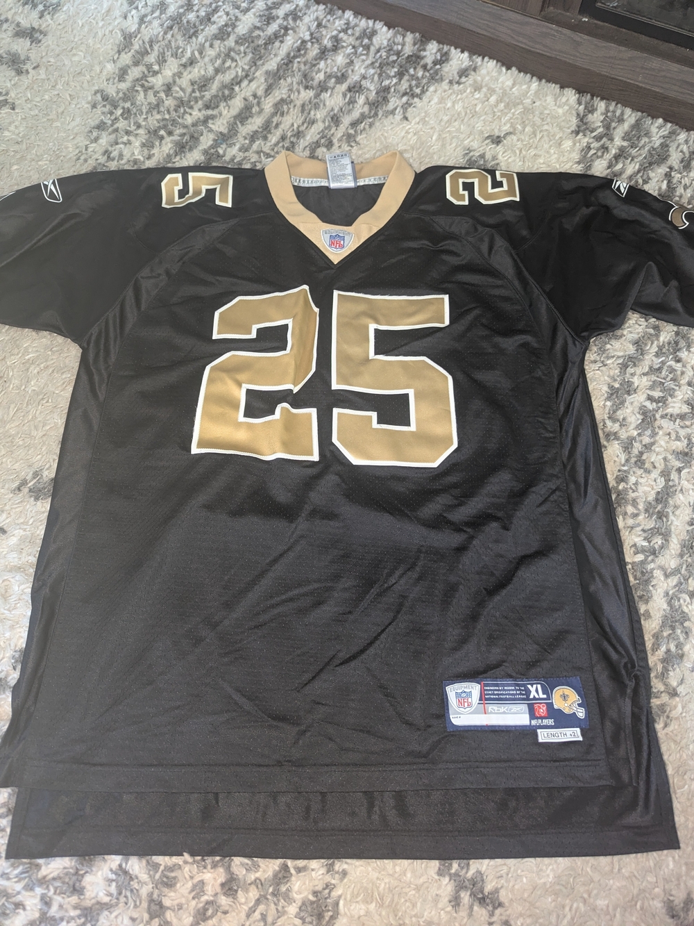 Reebok Black and Gold #25 New Orleans Saints Jersey